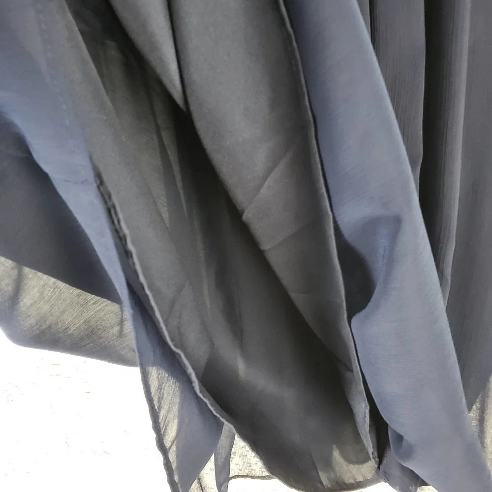 White House Black Market Soft Pleated Navy Blue Chiffon Business Skirt Size 8
